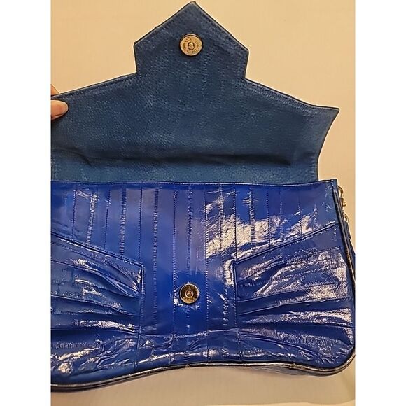 Eel‎ Skin Purse Lot Bright Blue, Violet, Black, Wine Clutch Wallet Bag